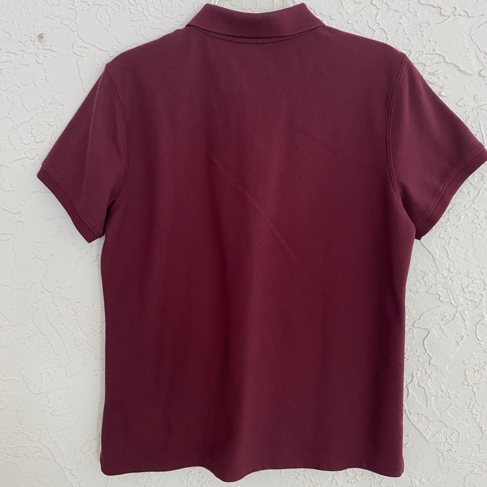 L.L.Bean Double L Relaxed Fit Polo Shirt Women Med Maroon Pique Knit Cotton NWT - Picture 3 of 8